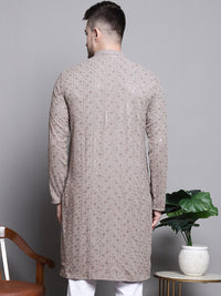 Jompers Floral Embroidered Thread Work Sequinned Pure Cotton Kurta