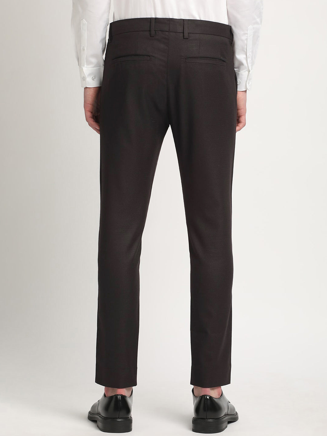 THE BEAR HOUSE Men Solid Tapered Fit Mid-Rise Formal Trousers