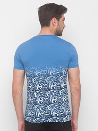 Being Human Men Blue Floral Printed Pure Cotton T-shirt