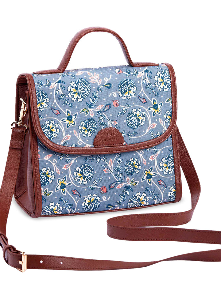 TEAL BY CHUMBAK Floral Printed Satchel