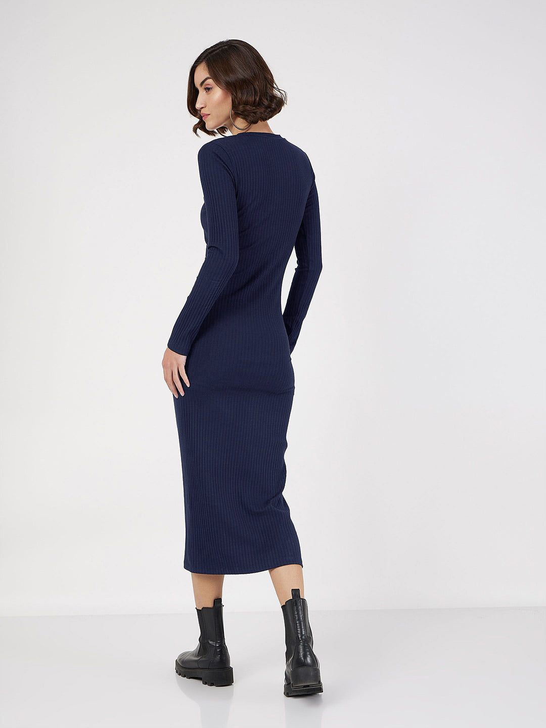 SASSAFRAS Women Long Sleeves Bodycon Midi Dress