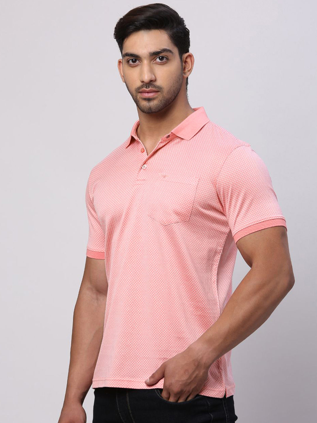 Park Avenue Men Polo Collar Pockets Slim Fit T-shirt