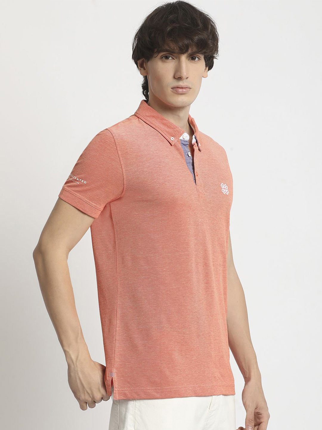 The Bear House Men Solid Polo Collar Regular Fit Tshirt
