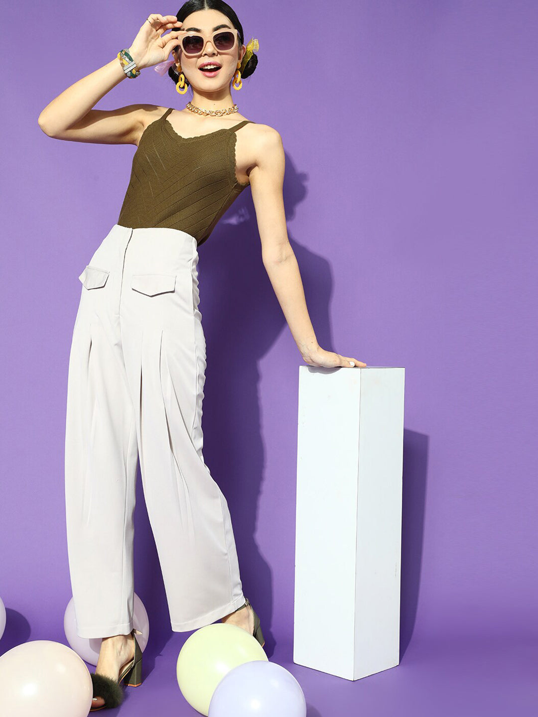 STREET 9 Women Beautiful Grey Solid Trousers