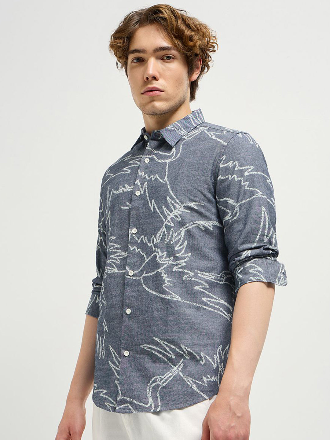 THE BEAR HOUSE Men Spread Collar Abstract Printed Pure Cotton Casual Shirt