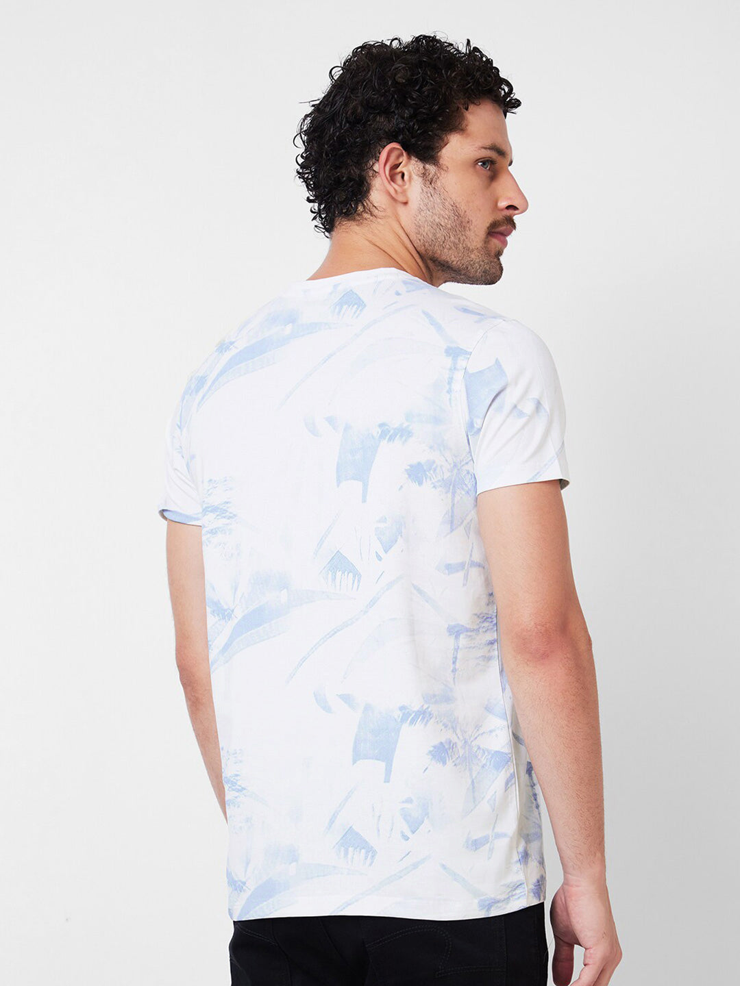 SPYKAR Abstract Printed Cotton Slim Fit T-shirt