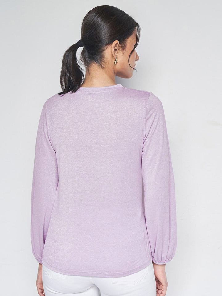 AND Boat Neck Cuffed Sleeves Top