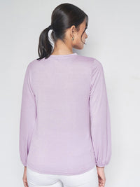 AND Boat Neck Cuffed Sleeves Top
