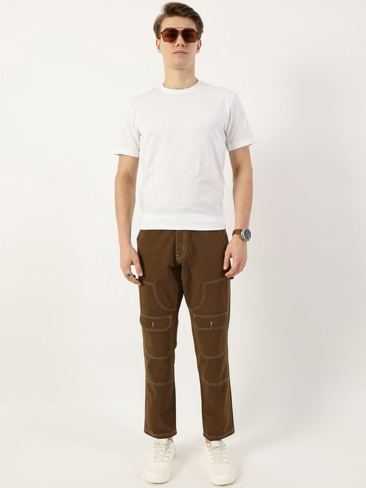 Thomas Scott Men Smart Regular Fit Easy Wash Mid-Rise Cotton Trousers