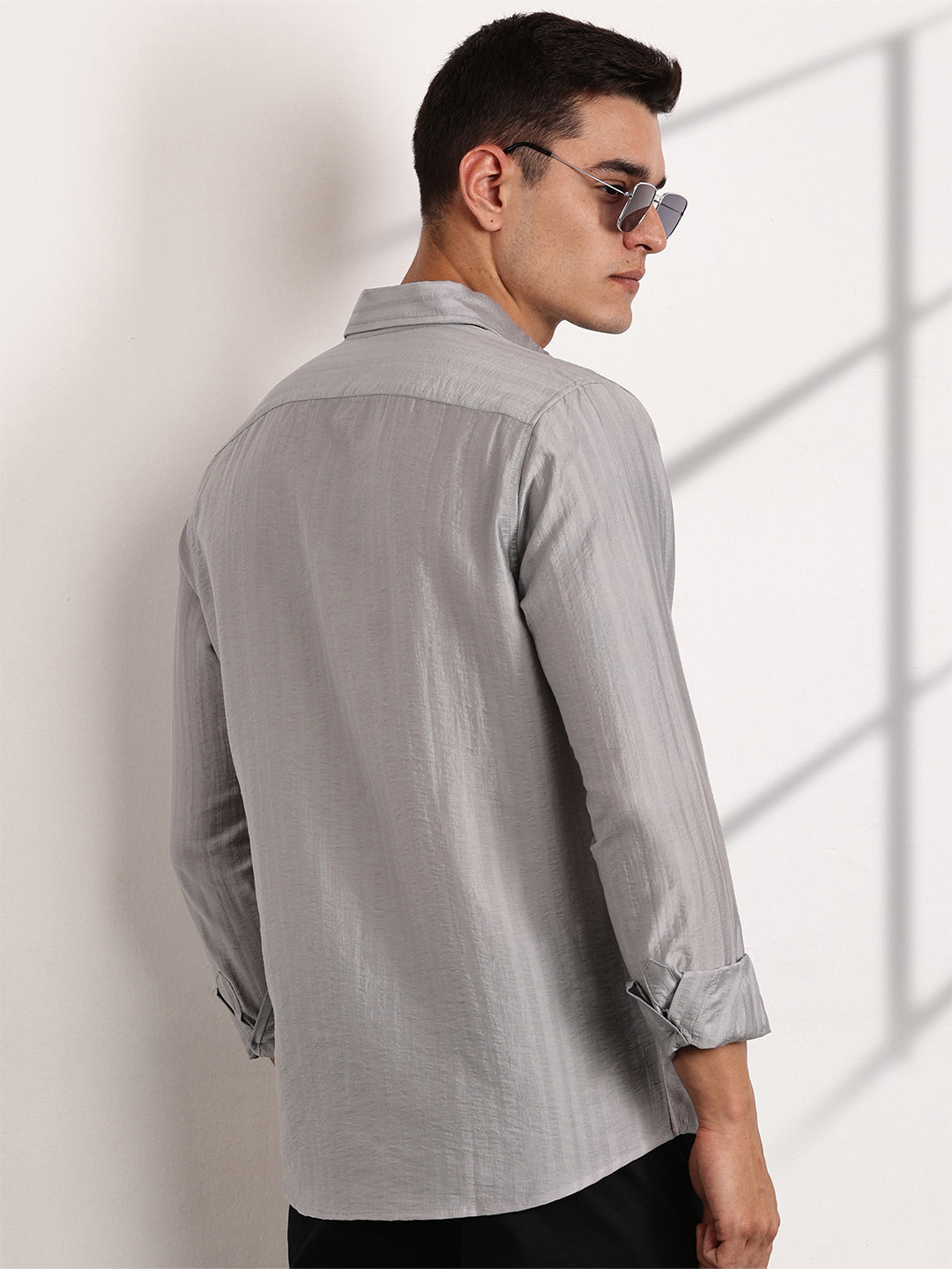 Thomas Scott Men Classic Slim Fit Opaque Casual Shirt