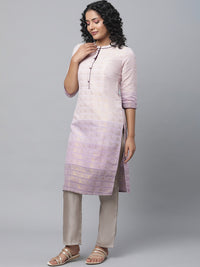 AURELIA Band Collar Woven Design Zari Kurta
