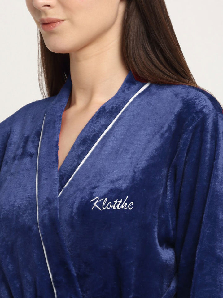 KLOTTHE Long Sleeve Woolen Bath Robe With Belt