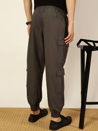 Thomas Scott Men Casual Loose Fit Mid-Rise Cotton Wrinkle Free Solid Joggers Trousers