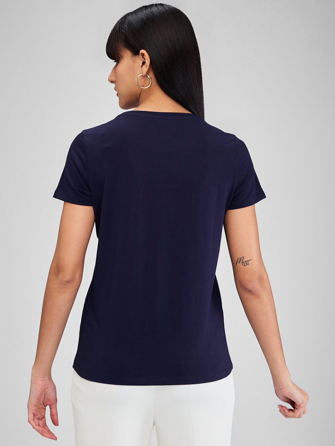 SPYKAR Women Typography Applique T-shirt