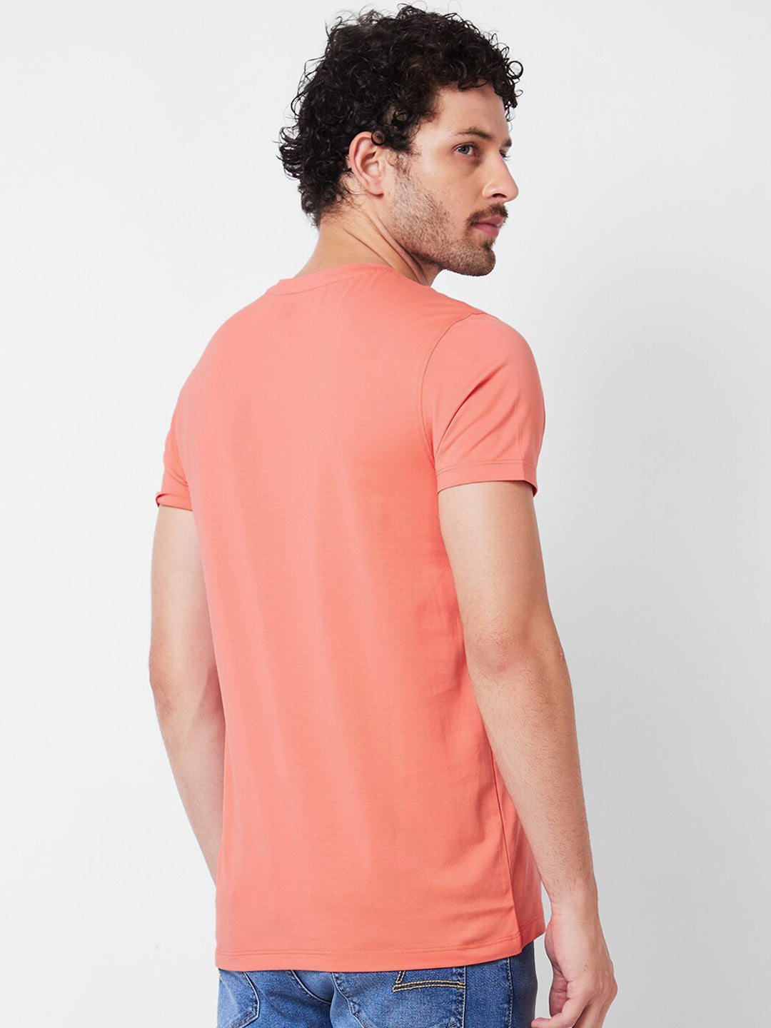 SPYKAR Graphic Printed Round Neck Cotton Slim Fit T-shirt
