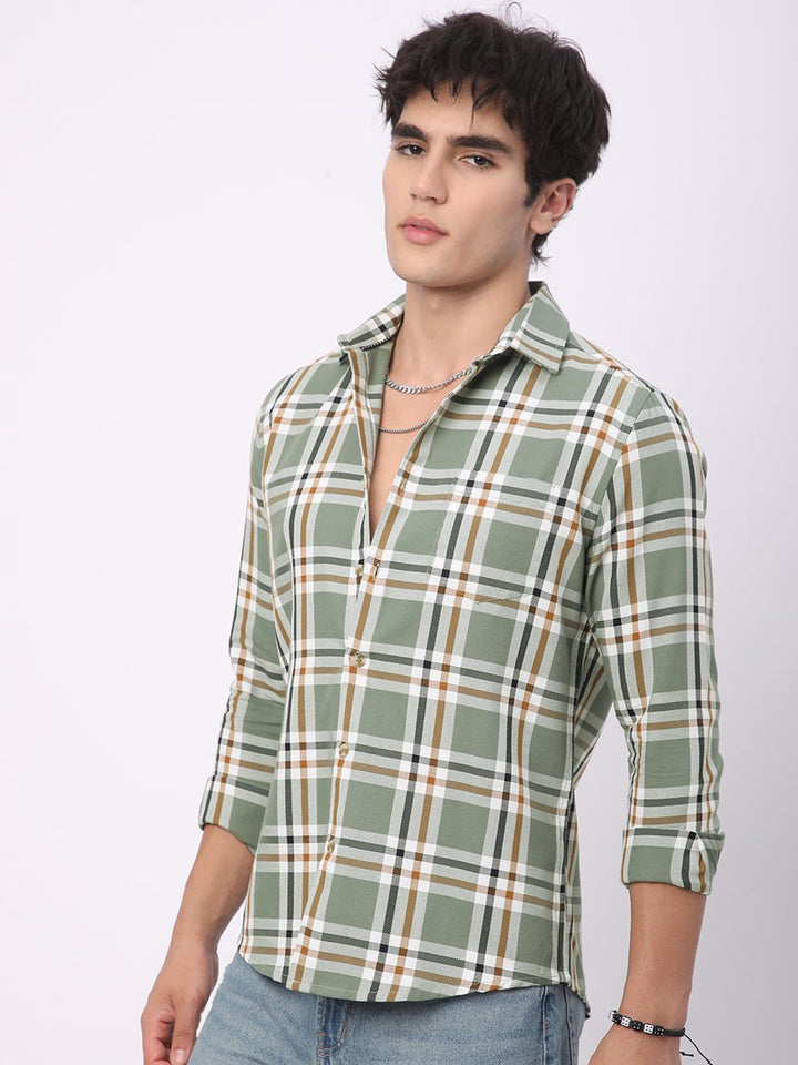 VASTRADO Classic Slim Fit Opaque Checked Pure Cotton Casual Shirt