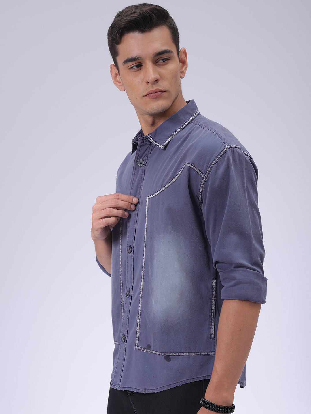 The Indian Garage Co Men Cutaway Collar Pure Cotton Casual Shirt