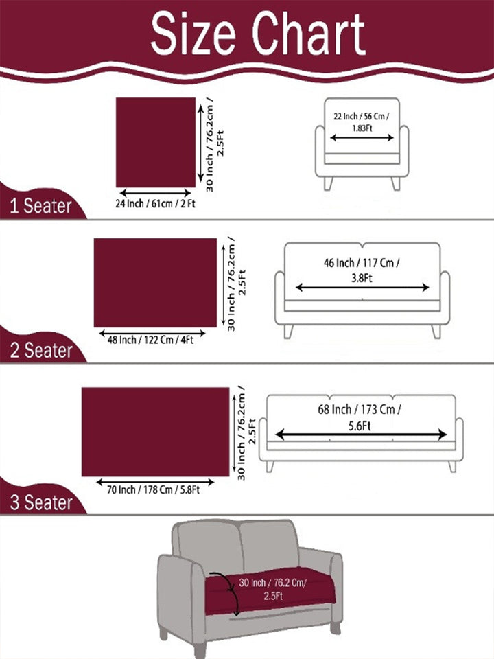 STITCHNEST Grey Self Design 3 Seater Sofa Cover