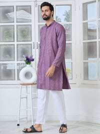 See Designs Floral Embroidered Mandarin Collar Thread Work Straight Kurta