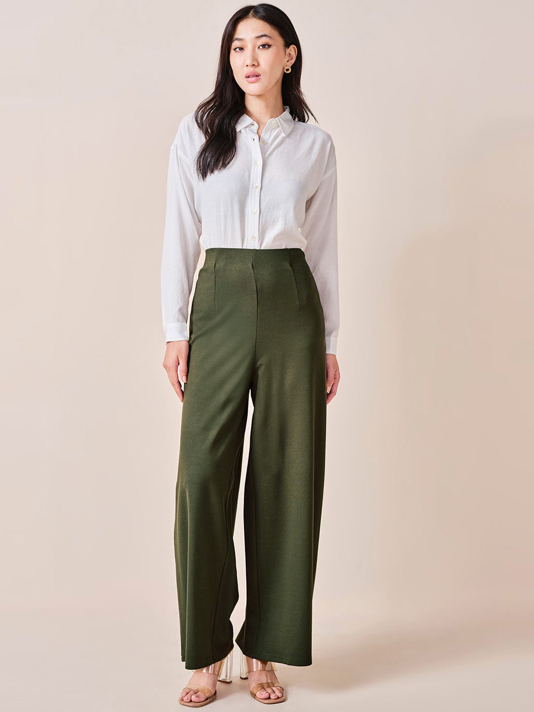 AND Women Loose Fit High-Rise Pleated Trousers