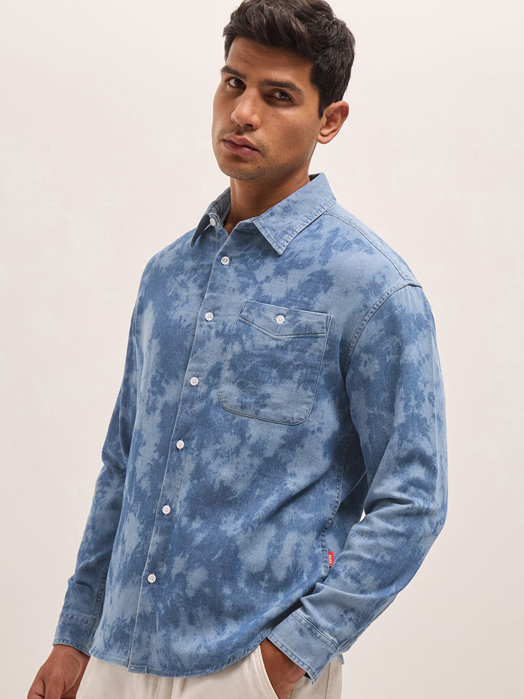 THE BEAR HOUSE Relaxed Fit Dyed Effect Casual Shirt