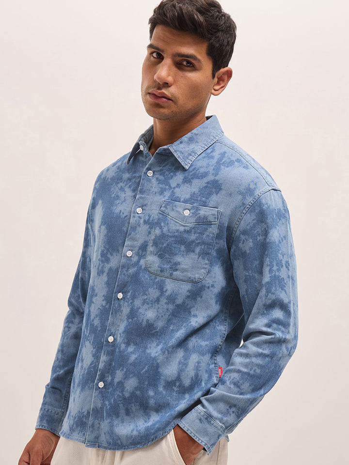 THE BEAR HOUSE Relaxed Fit Dyed Effect Casual Shirt