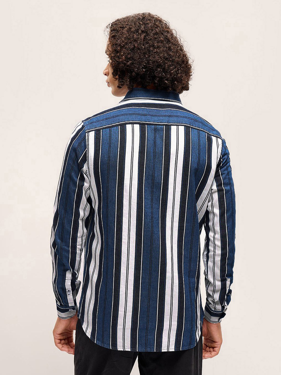 THE BEAR HOUSE Men Striped Slim Fit Pure Cotton Casual Shirt
