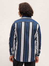 THE BEAR HOUSE Men Striped Slim Fit Pure Cotton Casual Shirt
