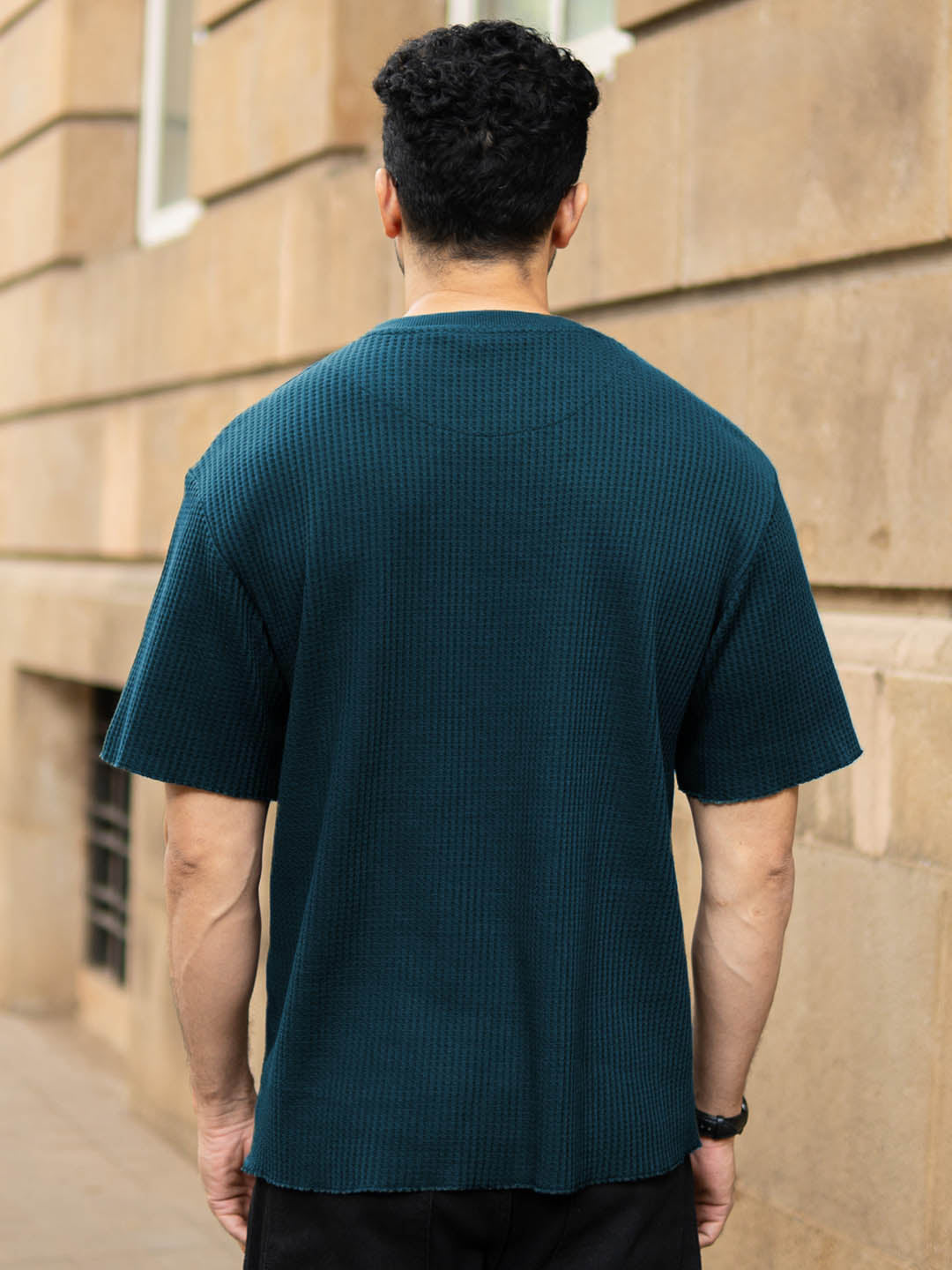 Powerlook Men Solid Round Neck Oversized T-shirt