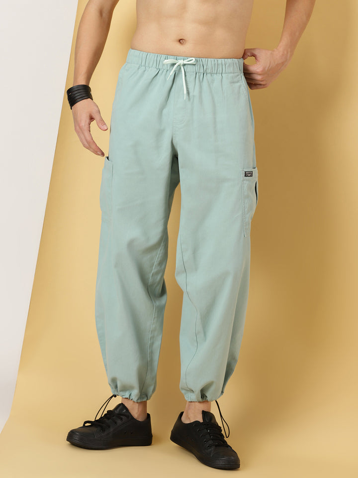 Thomas Scott Men Mid Rise Loose Fit Cricket Club Collection Pure Cotton Parachute Trousers