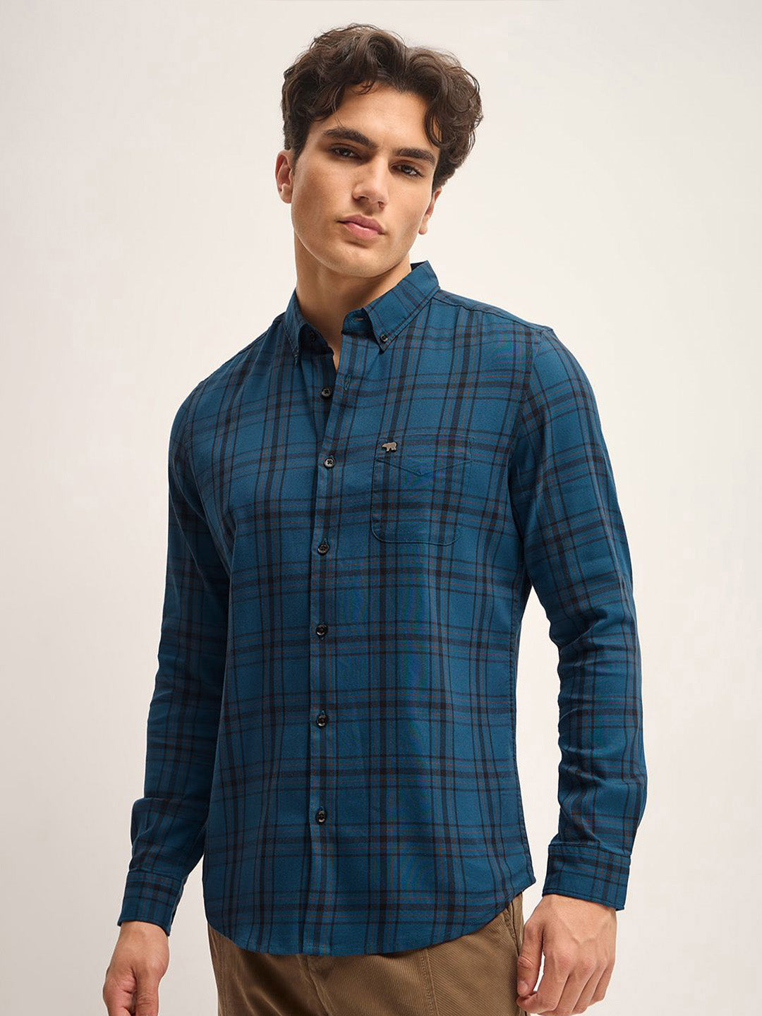 THE BEAR HOUSE Men Slim Fit Tartan Checks Opaque Checked Casual Shirt