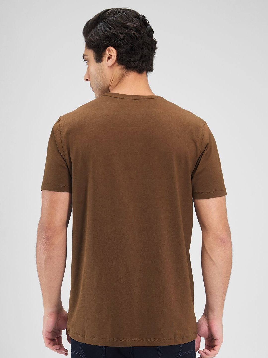 SPYKAR Men V-Neck Raw Edge Slim Fit T-shirt