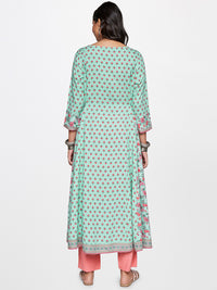 Global Desi Floral Printed Panelled Anarkali Kurta