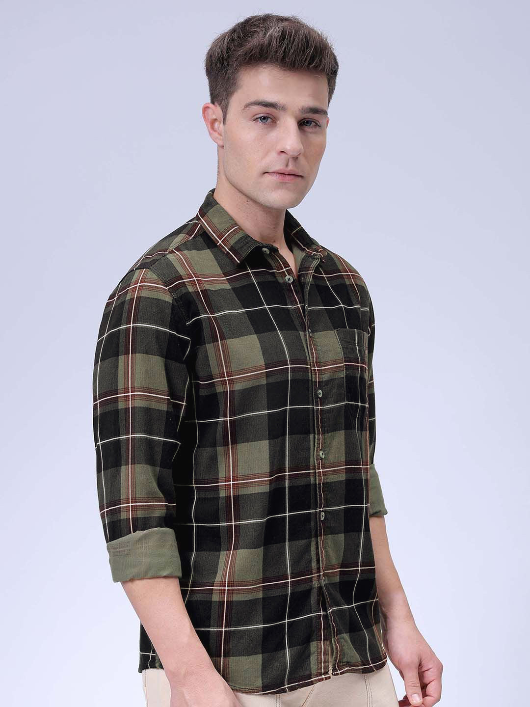 The Indian Garage Co Spread Collar Tartan Checked Casual Shirt