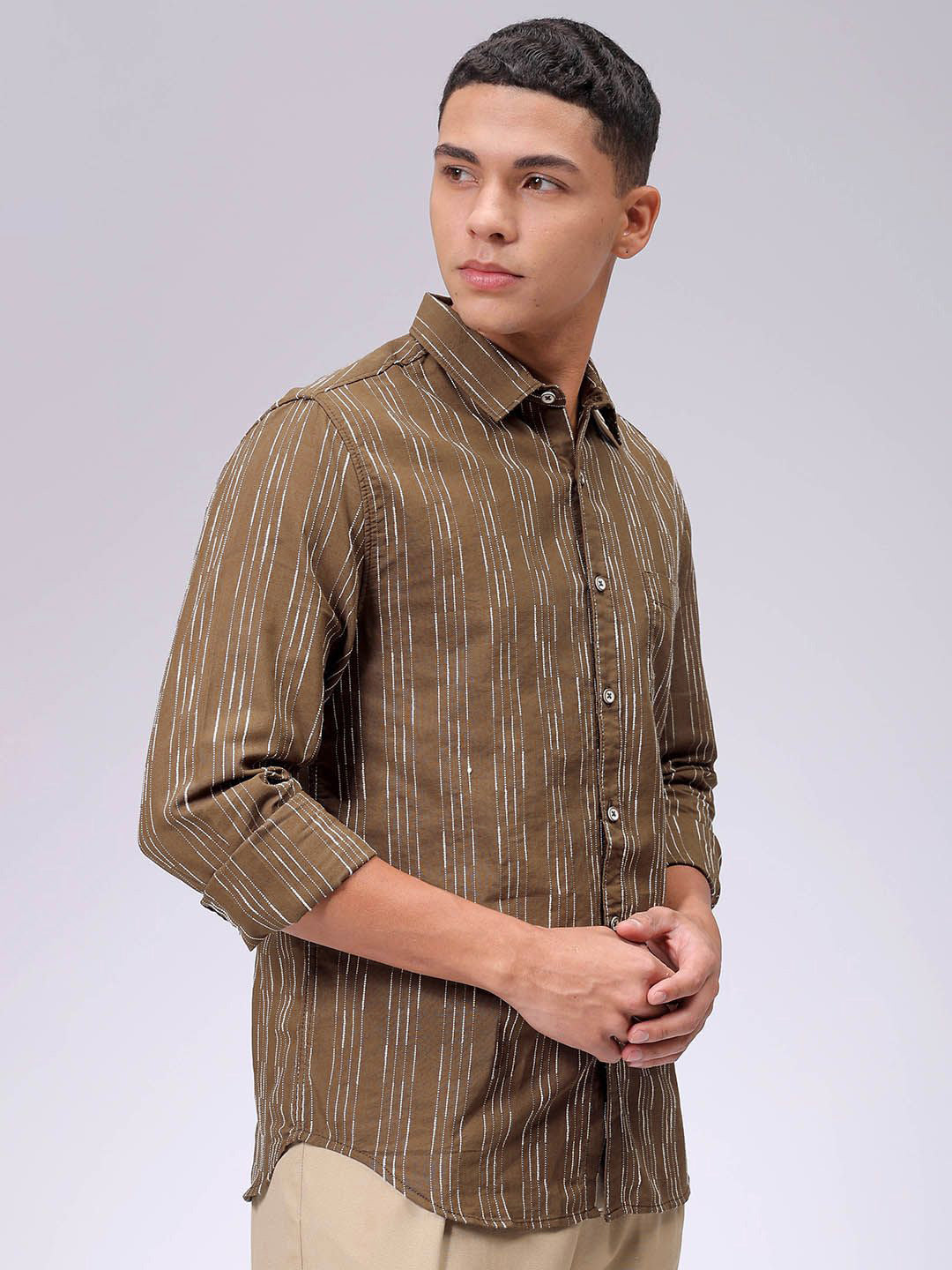 The Indian Garage Co Men Slim Fit Multi Stripes Opaque Striped Casual Shirt