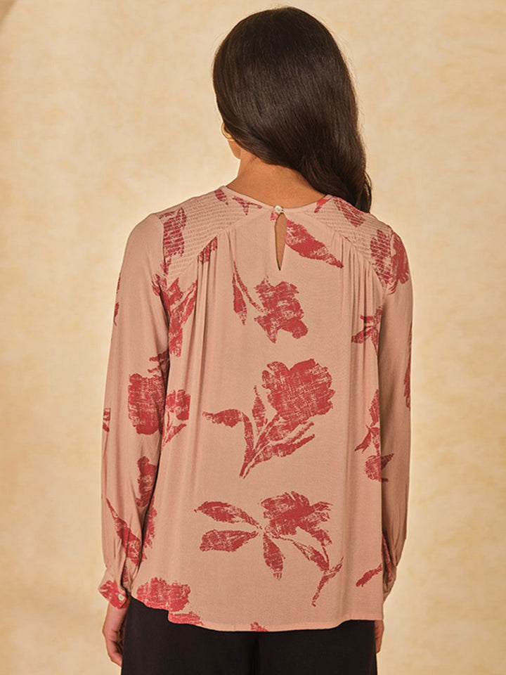 AND Women Floral Printed Boat Neck Top