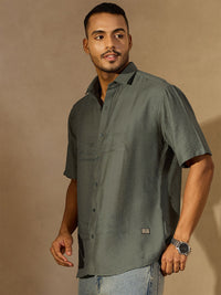 DENNISON Men Solid Oversized Smart Casual Shirt