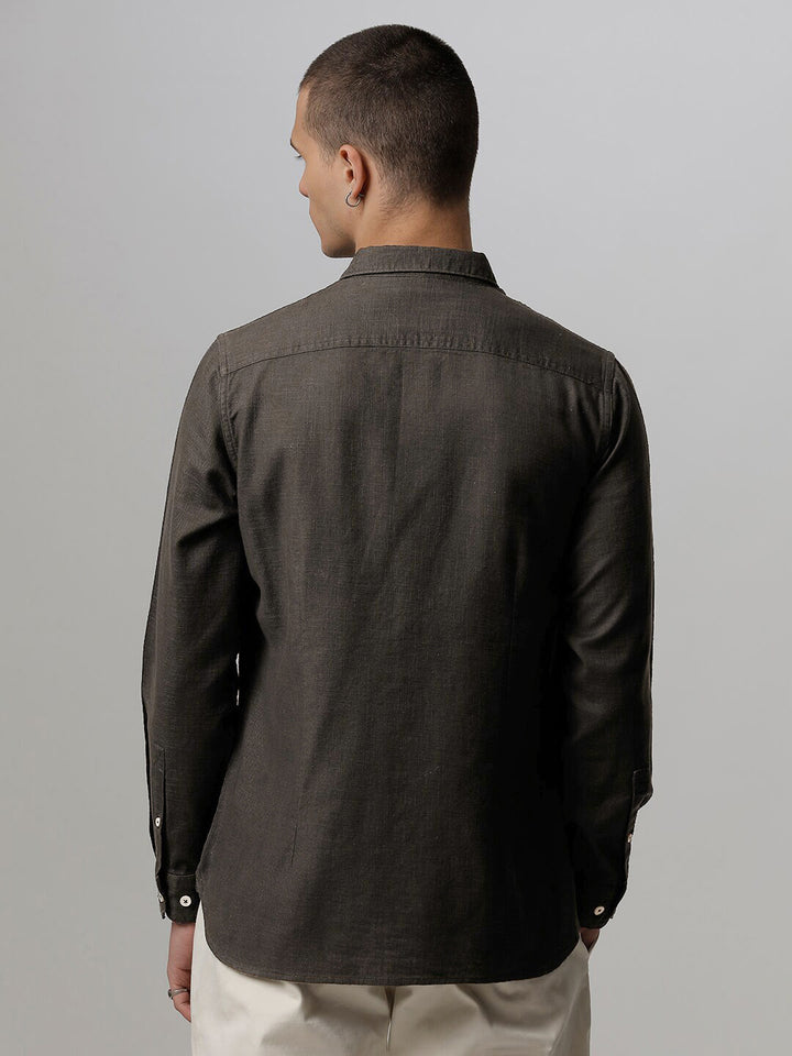 THE BEAR HOUSE Slim Fit Opaque Casual Pure Cotton Shirt