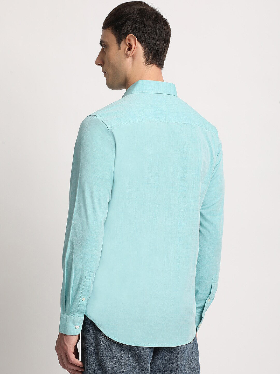 THE BEAR HOUSE Slim Fit Spread Collar Pure Cotton Casual Shirt