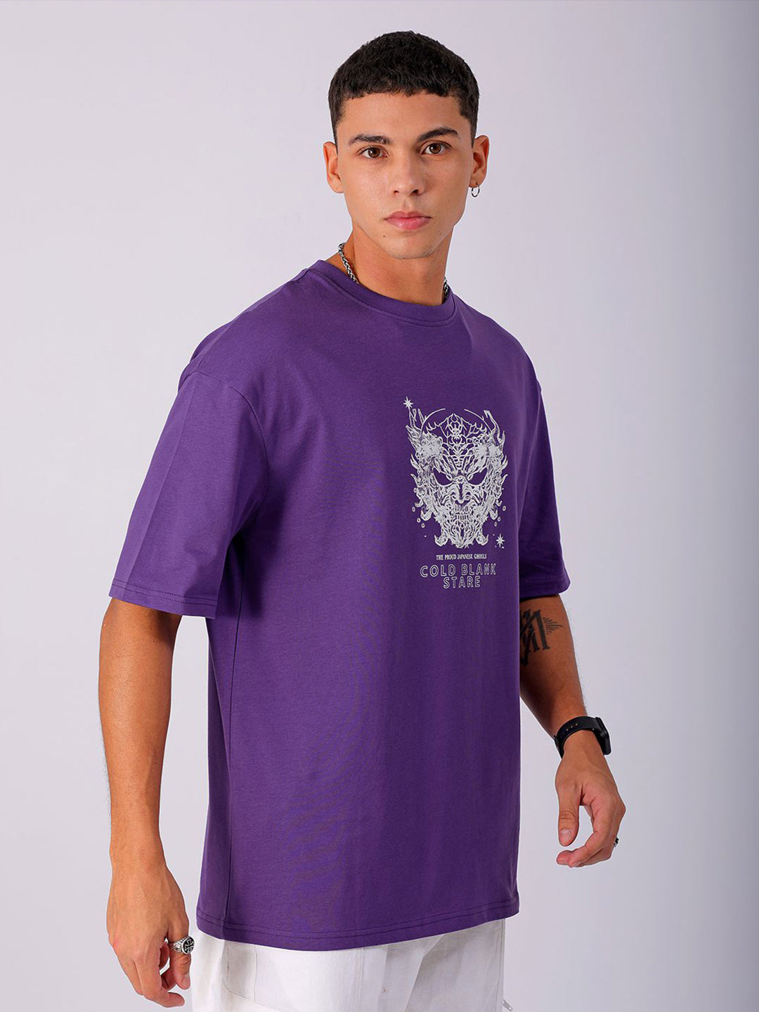 The Indian Garage Co Men Back Printed Boxy Oversized Pure Cotton T-shirt