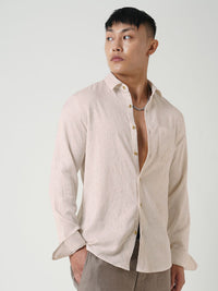 VASTRADO Men Classic Spread Collar Textured Slim Fit Casual Shirt