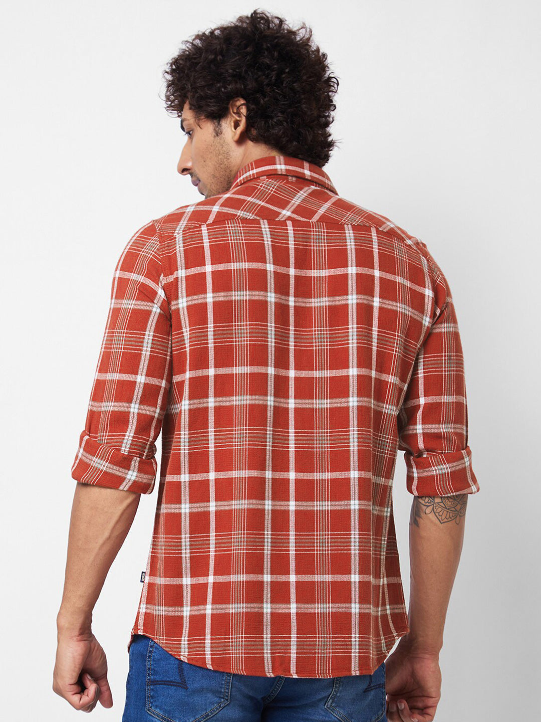 SPYKAR Men Tartan Checked Opaque Pure Cotton Casual Shirt