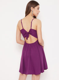 Berrylush Women Purple Solid Fit and Flare Dress