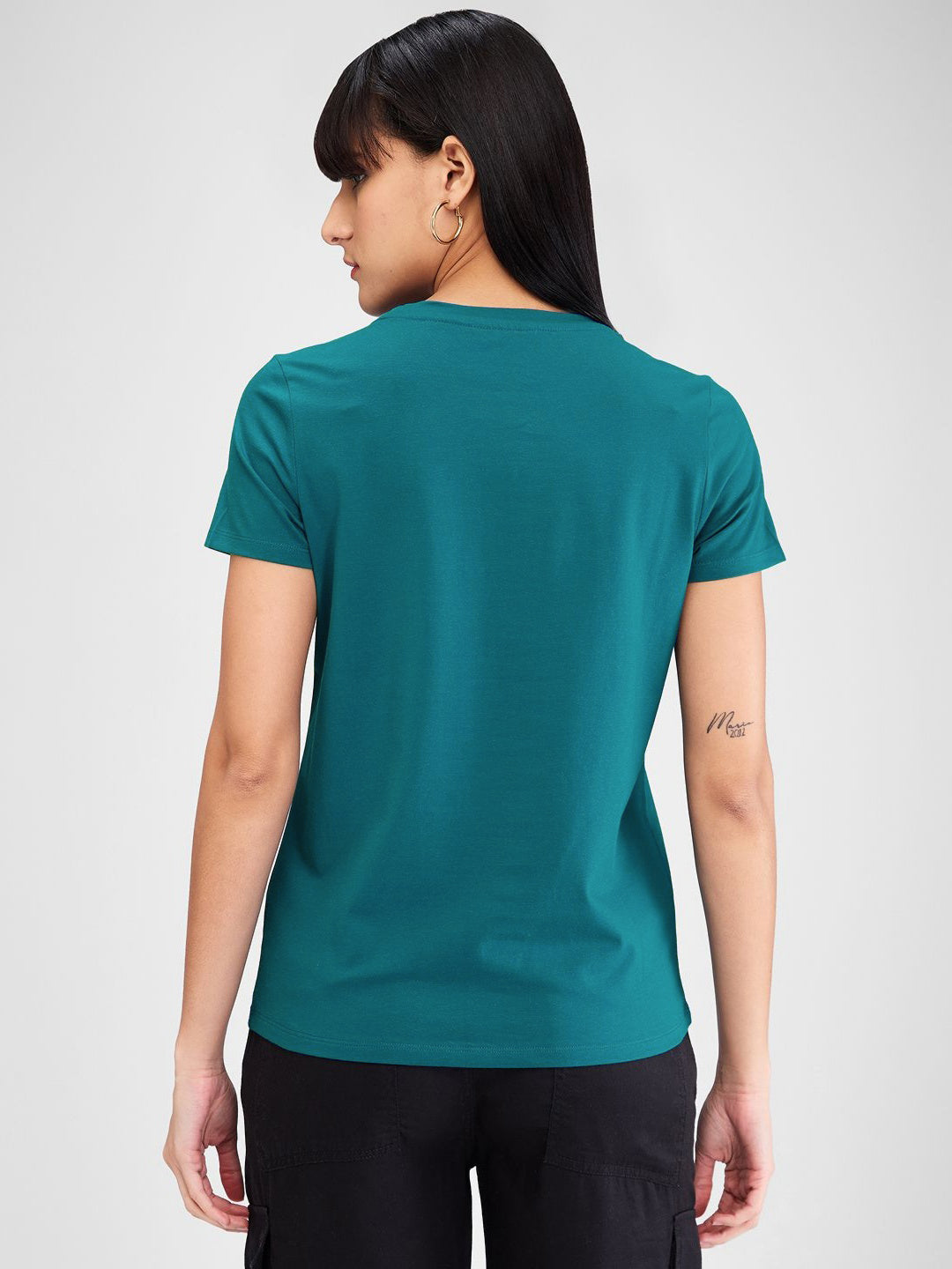 SPYKAR Women Typography Applique T-shirt