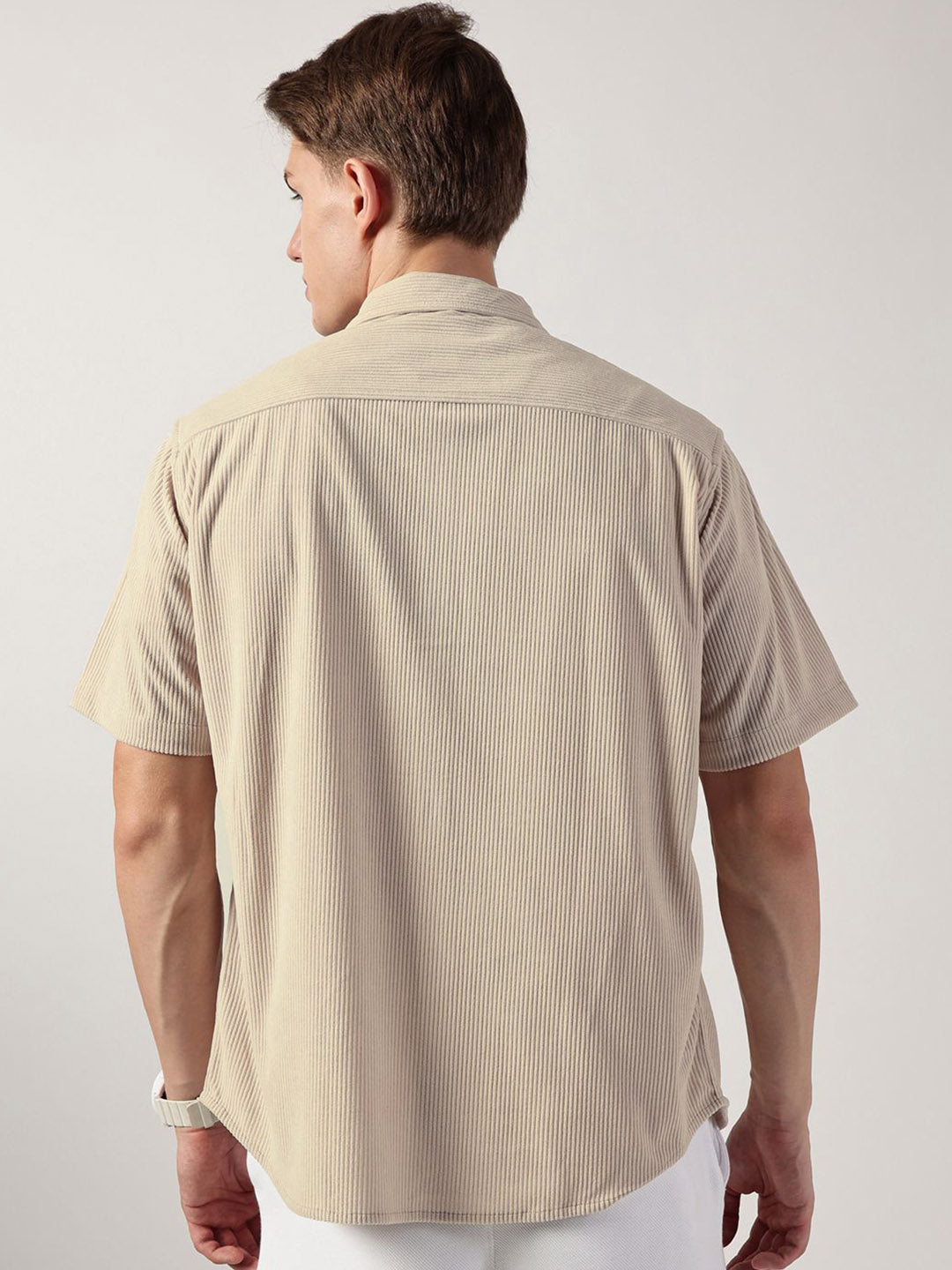 Thomas Scott Men Premium Corduroy Oversized Casual Shirt