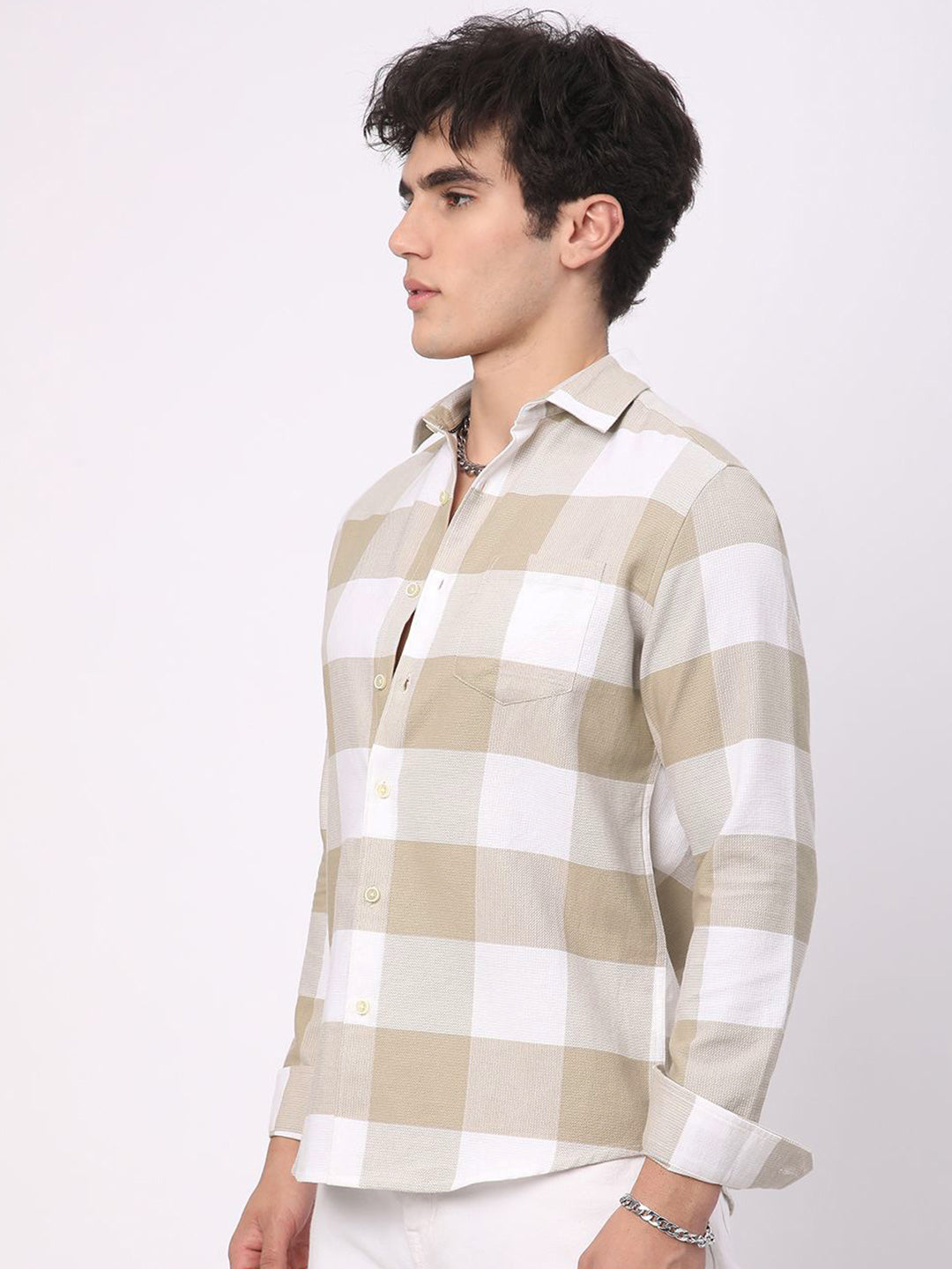 VASTRADO Men Classic Slim Fit Opaque Checked Casual Shirt