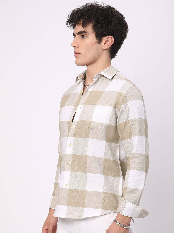 VASTRADO Men Classic Slim Fit Opaque Checked Casual Shirt