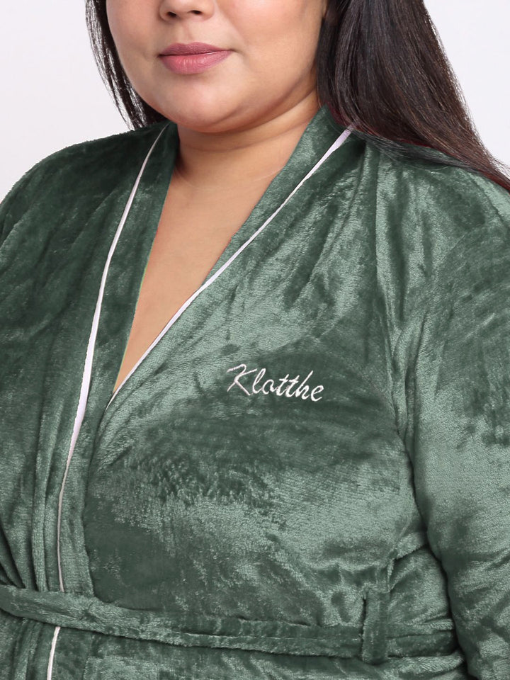 KLOTTHE Woollen Plus Size Bath Robe With Belt