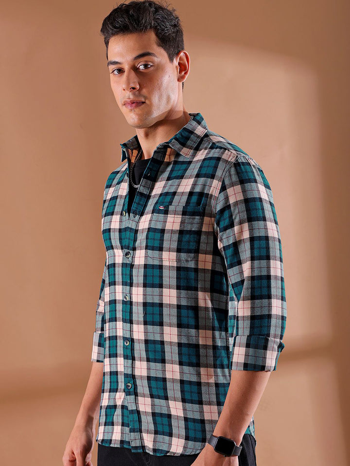 The Indian Garage Co Men Slim Fit Buffalo Checks Opaque Checked Casual Shirt