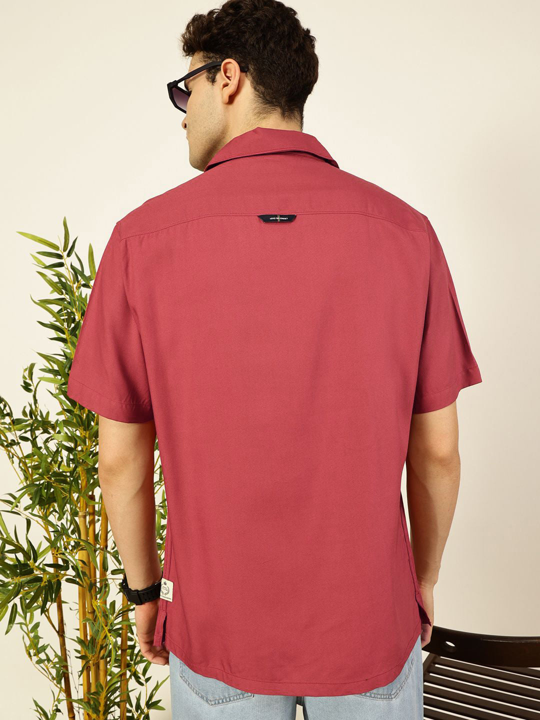 Thomas Scott Men Premium Cuban Collar Solid Oversized Casual Shirt